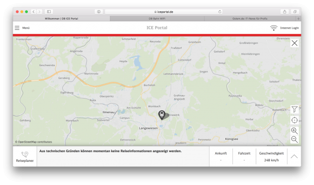 Bis kurz vor Erfurt ...(Screenshot: Golem.de)